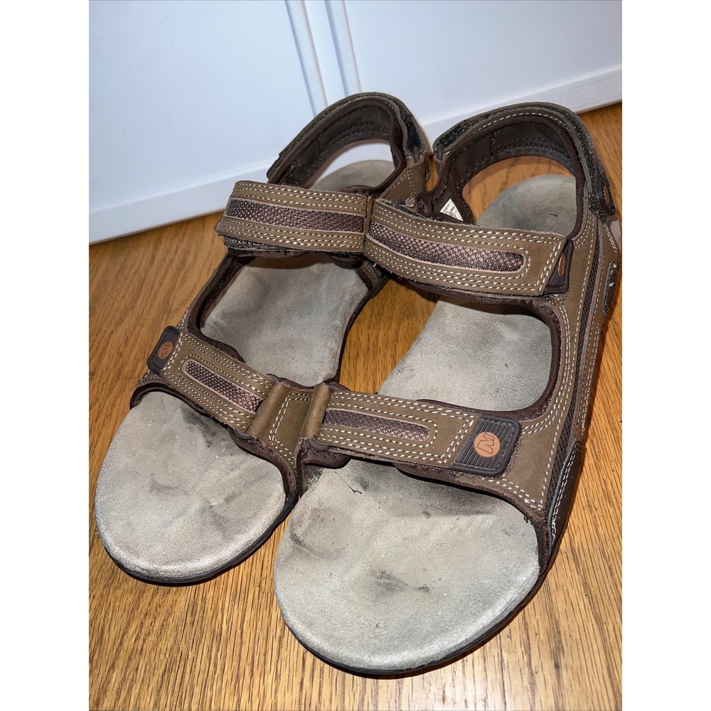 MERRELL Men's Dark Earth Sandspur Oak Sport Leather Comfort Sandals Size 14 - Picture 2 of 7